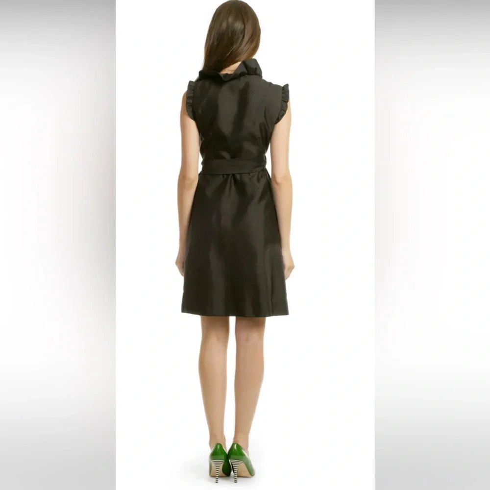 Kate Spade Aubrey ruffled silk blend black wrap dress Sz 4 - Picture 4 of 13